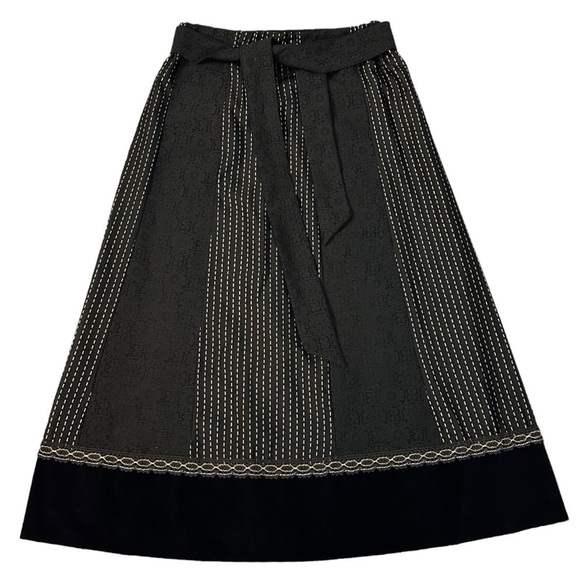 Vintage 70s Tumbleweeds Witchy Maxi Skirt Black Lace Velveteen Medium Edwardian - Picture 3 of 16